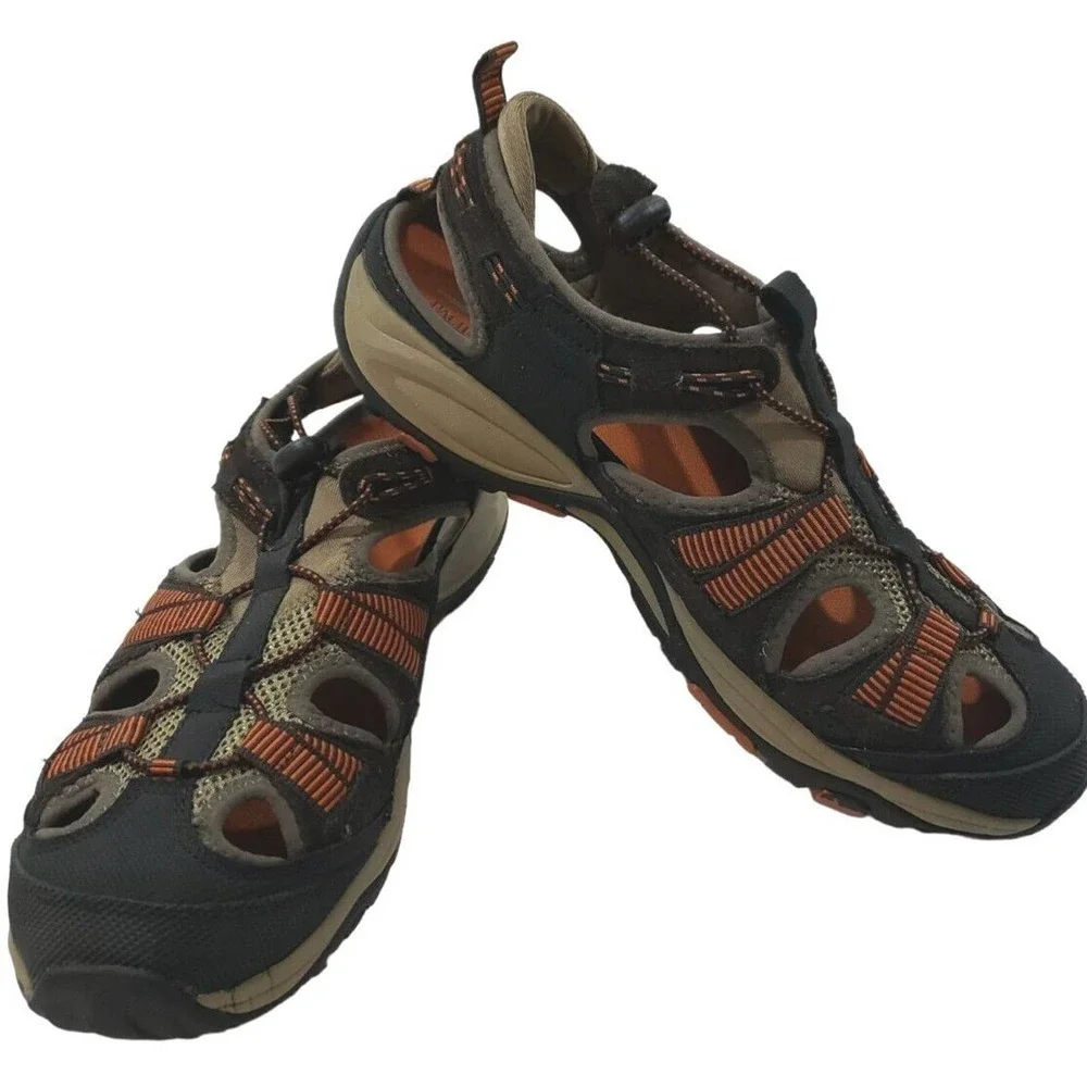 Pacific Trail~Men's Size 9.5~Brown/ Black/Orange Lace Up Low Top Beach Shoes.
